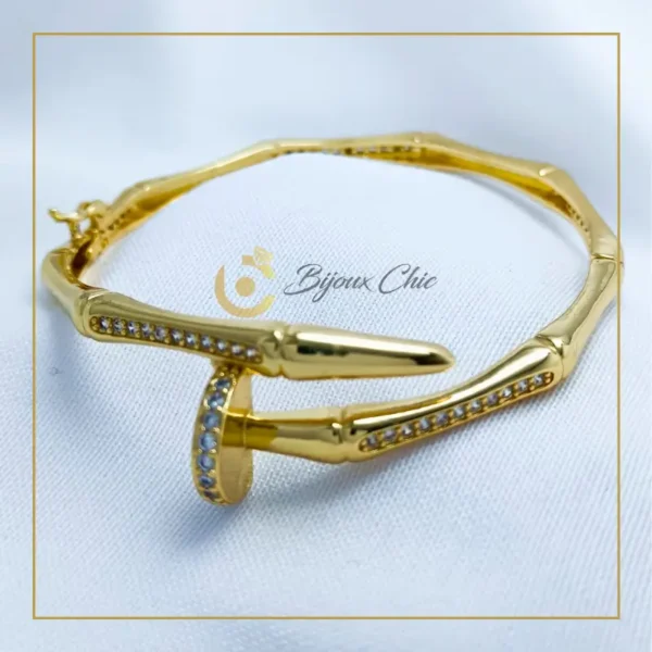 Bracelet En Acier Inoxydable Plaqué Or - Forme Clou élégante - Unisexe 18 Cm - ZARYA
