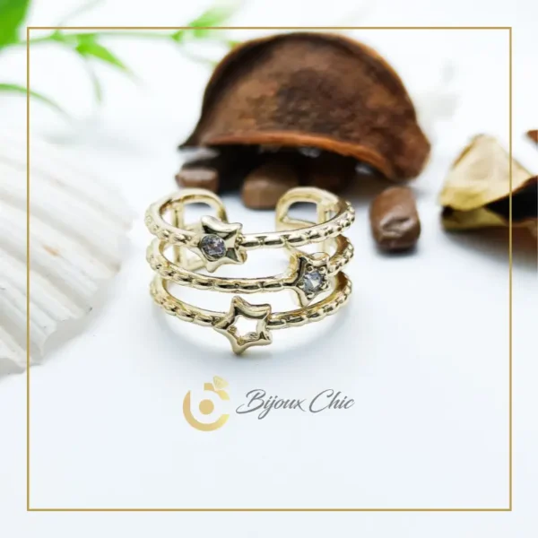 Bague Étoile Ajustable en Acier Inoxydable