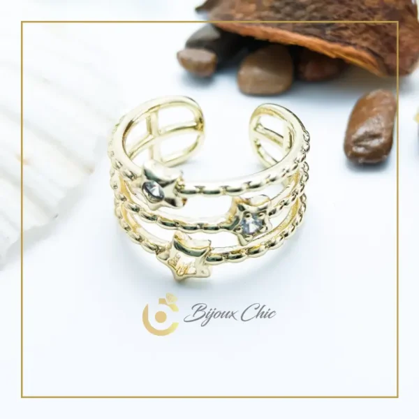 Bague Étoile Ajustable en Acier Inoxydable