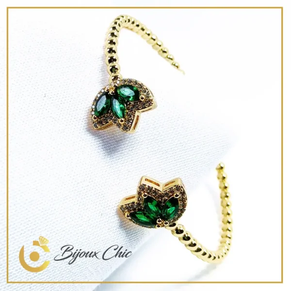 Bracelet Fleur Vert en Acier Inoxydable